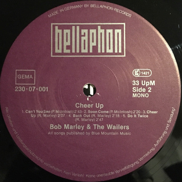 Bob Marley & The Wailers : Cheer Up (LP, Comp, Mono)
