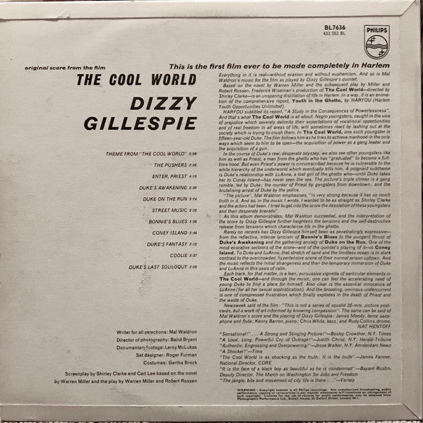 Dizzy Gillespie ~ The Cool World (Original Score From The Motion Picture) (Vinyl) - Djungel & Jazz