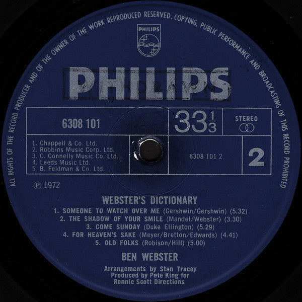 Ben Webster ~ Webster's Dictionary (Vinyl) - Djungel & Jazz
