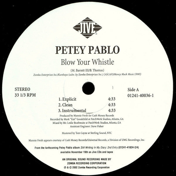 Petey Pablo ~ Blow Your Whistle (Vinyl) - Djungel & Jazz
