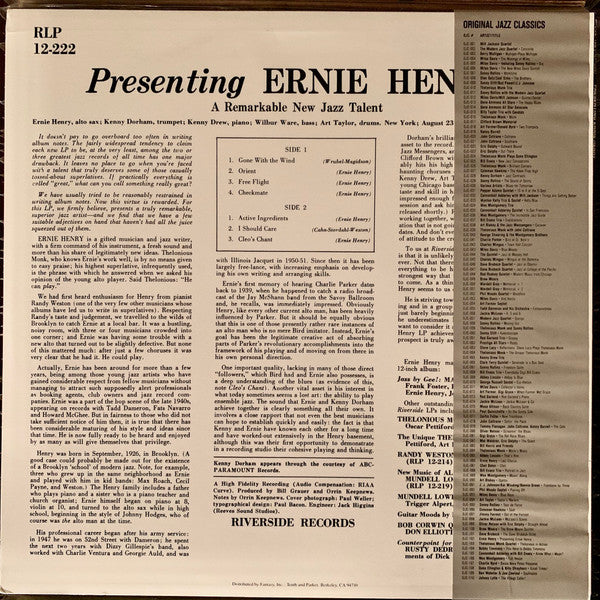 Ernie Henry ~ Presenting Ernie Henry (Vinyl) - Djungel & Jazz