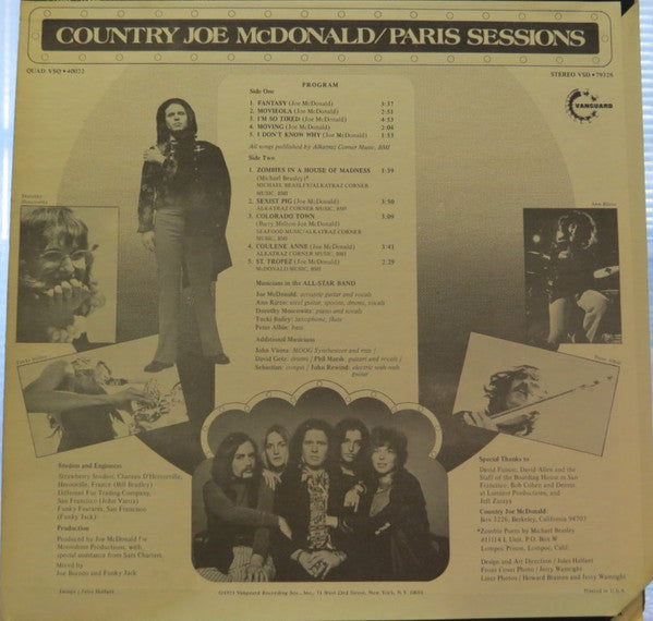 Country Joe McDonald ~ Paris Sessions (Vinyl) - Djungel & Jazz