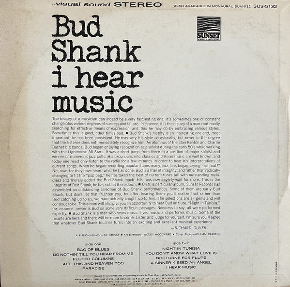 Bud Shank ~ I Hear Music (Vinyl) - Djungel & Jazz