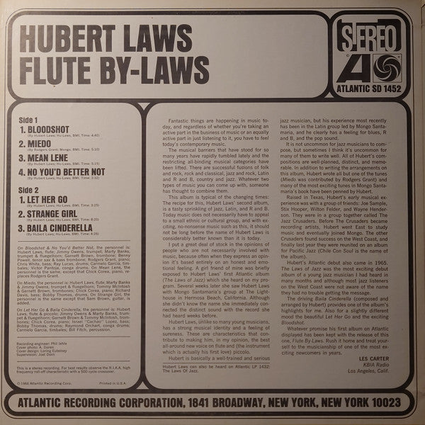 Hubert Laws ~ Flute By-Laws (Vinyl) - Djungel & Jazz