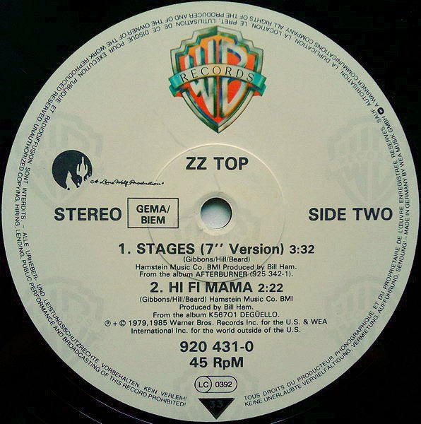ZZ Top : Stages (Extended Version) (12", Maxi)