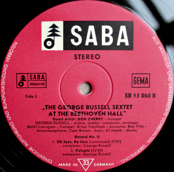 The George Russell Sextet Guest Don Cherry ~ At Beethoven Hall II (Vinyl) - Djungel & Jazz