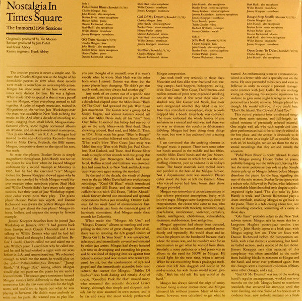Charles Mingus ~ Nostalgia In Times Square / The Immortal 1959 Sessions (Vinyl) - Djungel & Jazz
