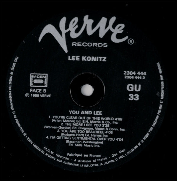 Lee Konitz / Arrangements By Jimmy Giuffre ~ You And Lee (Vinyl) - Djungel & Jazz
