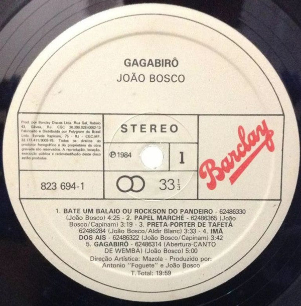 João Bosco ~ Gagabirô (Vinyl) - Djungel & Jazz