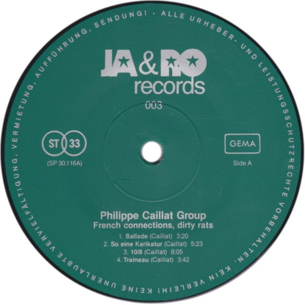 Philippe Caillat Group ~ French Connection, Dirty Rats (Vinyl) - Djungel & Jazz