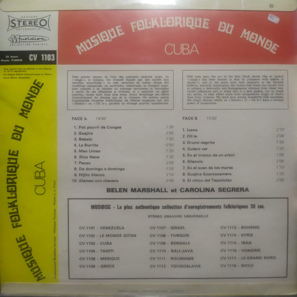Belen Marshall Et Carolina Segrera ~ Cuba (Vinyl) - Djungel & Jazz