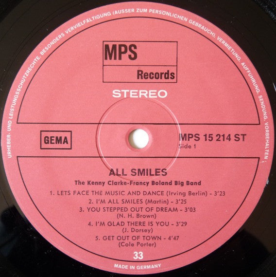 The Kenny Clarke Francy Boland Big Band ~ All Smiles (Vinyl) - Djungel & Jazz