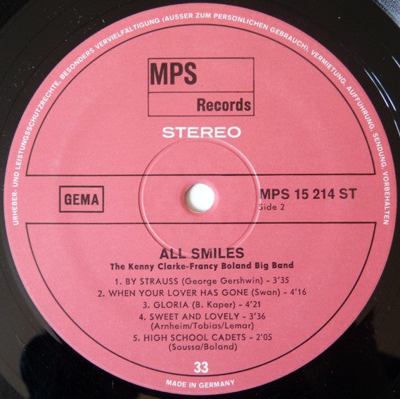The Kenny Clarke Francy Boland Big Band ~ All Smiles (Vinyl) - Djungel & Jazz