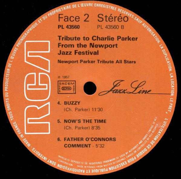 Newport Parker Tribute All Stars + Jackie McLean ~ Tribute To Charlie Parker From The Newport Jazz Festival + New York Session (Vinyl) - Djungel & Jazz
