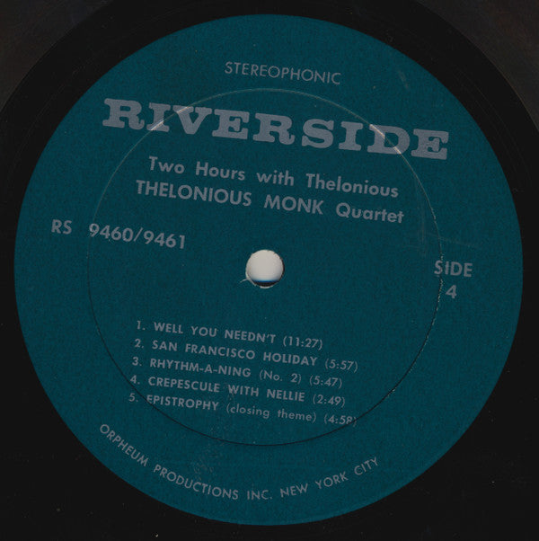 Thelonious Monk Quartet ~ Two Hours With Thelonious (European Concerts By Thelonious Monk) (Vinyl) - Djungel & Jazz