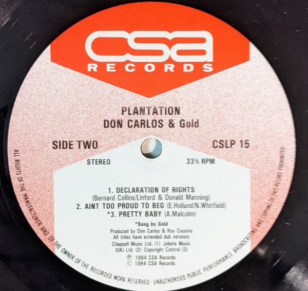 Don Carlos (2) And Gold (2) : Plantation (LP, Album)