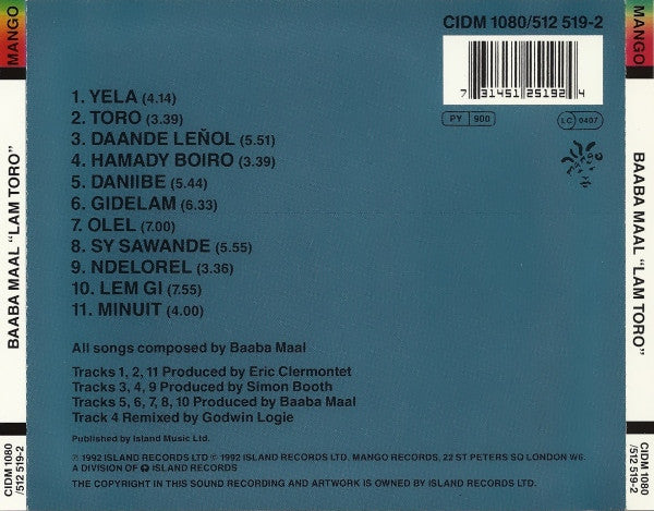 Baaba Maal & Daande Lenõl ~ Lam Toro (Vinyl) - Djungel & Jazz