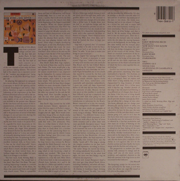 Donald Byrd, Gigi Gryce, Wynton Kelly, Art Taylor, Jackie Paris, Julius Watkins, Sahib Shihab, Jimmy Cleveland : Modern Jazz Perspective (LP, Album, RE, RM)
