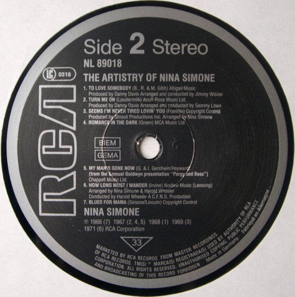 Nina Simone ~ The Artistry Of Nina Simone (Vinyl) - Djungel & Jazz