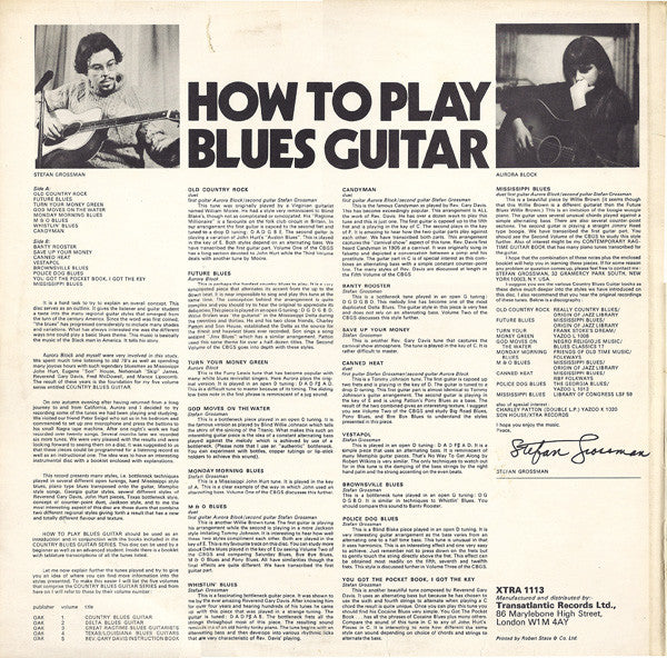 Stefan Grossman / Aurora Block ~ How To Play Blues Guitar (Vinyl) - Djungel & Jazz