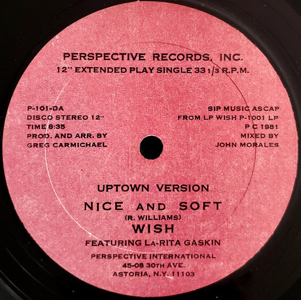 Wish (3) Featuring La-Rita Gaskin : Nice And Soft (12", Single)