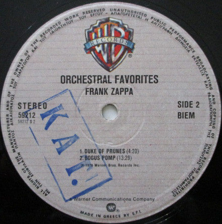 Frank Zappa : Orchestral Favorites (LP, Album)