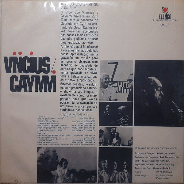 Vinicius De Moraes / Dorival Caymmi Com O Quarteto Em Cy E O Conjunto Oscar Castro Neves : No Zum Zum (LP, Album, Mono)