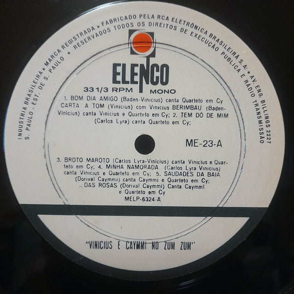 Vinicius De Moraes / Dorival Caymmi Com O Quarteto Em Cy E O Conjunto Oscar Castro Neves : No Zum Zum (LP, Album, Mono)