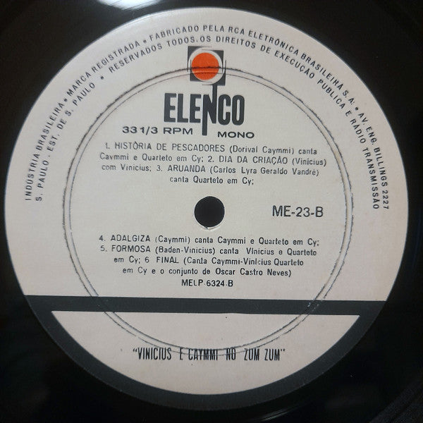 Vinicius De Moraes / Dorival Caymmi Com O Quarteto Em Cy E O Conjunto Oscar Castro Neves : No Zum Zum (LP, Album, Mono)