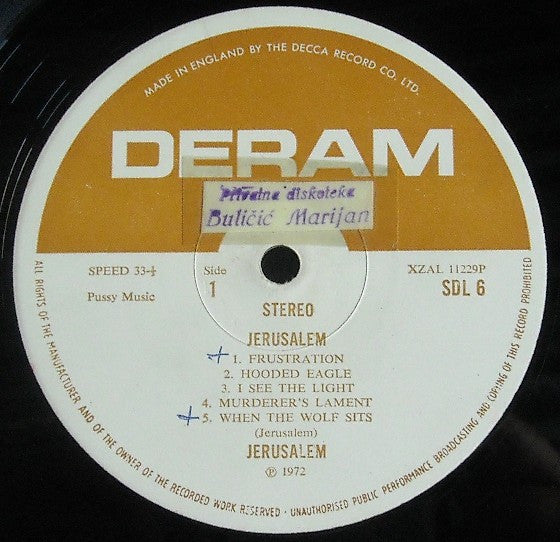 Jerusalem (4) : Jerusalem (LP, Album, Dec)