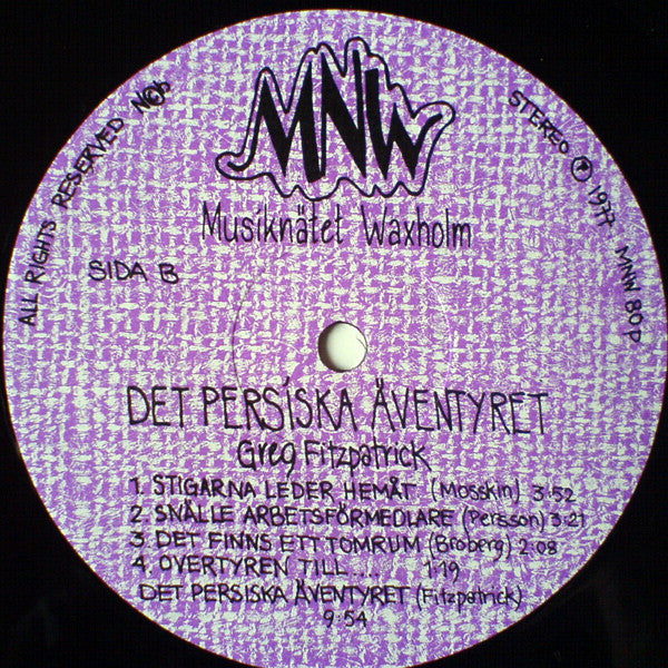 Greg FitzPatrick ~ Det Persiska Äventyret (Vinyl) - Djungel & Jazz