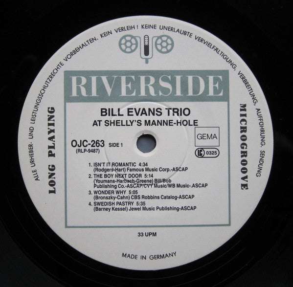 The Bill Evans Trio : At Shelly's Manne-Hole, Hollywood, California (LP, Album, RE)