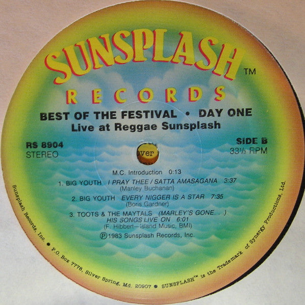 Various : Best Of The Festival - Day One - Live At Reggae Sunsplash (LP, Comp)