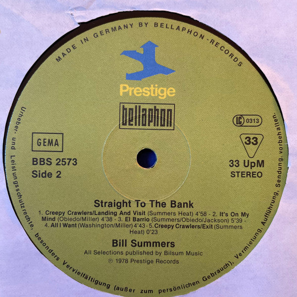 Bill Summers & Summers Heat : Straight To The Bank (LP, Album)