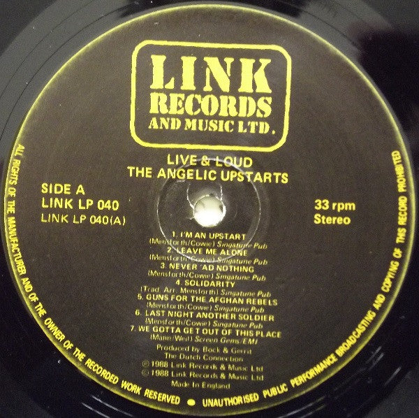 Angelic Upstarts ~ Live And Loud!! (Vinyl) - Djungel & Jazz
