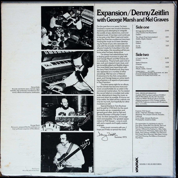 Denny Zeitlin With George Marsh And Mel Graves : Expansion (LP, Album, RE)