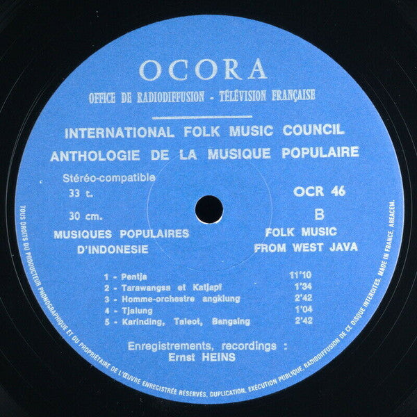 Various ~ Musiques Populaires D'indonesie (Folk Music From West-Java) (Vinyl) - Djungel & Jazz