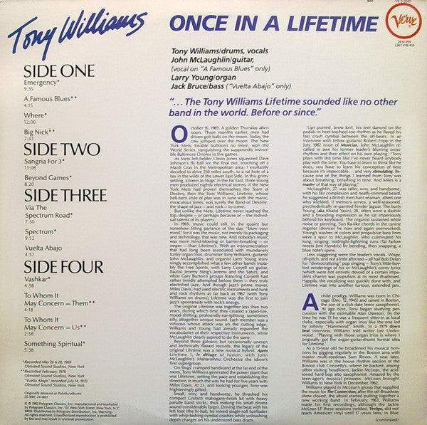 Anthony Williams ~ Once In A Lifetime (Vinyl) - Djungel & Jazz