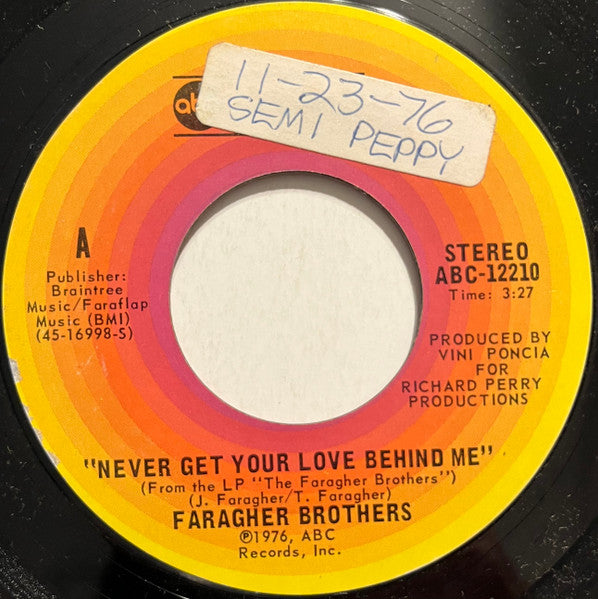 Faragher Bros ~ Never Get Your Love Behind Me (Vinyl) - Djungel & Jazz