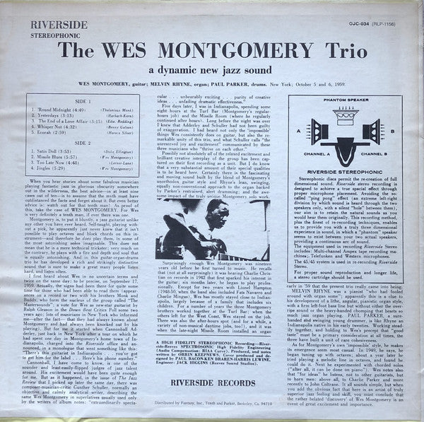 The Wes Montgomery Trio ~ A Dynamic New Sound: Guitar/Organ/Drums (Vinyl) - Djungel & Jazz