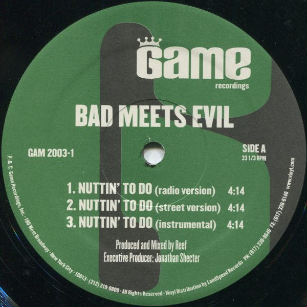 Bad Meets Evil Featuring Eminem aka Slim Shady And Royce The Five-Nine ~ Nuttin' To Do / Scary Movies (Vinyl) - Djungel & Jazz