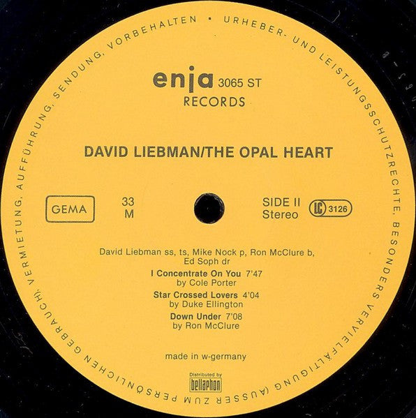 Dave Liebman Quartet Feat. Mike Nock ~ The Opal Heart (Vinyl) - Djungel & Jazz