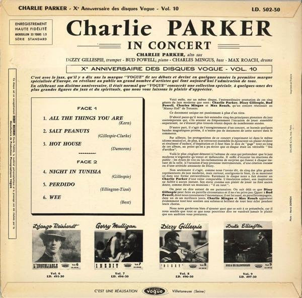 Charlie Parker ~ In Concert (Vinyl) - Djungel & Jazz
