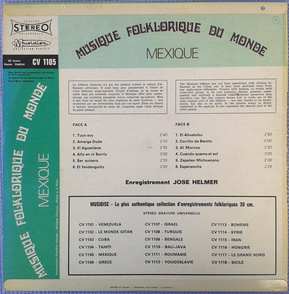Jose Helmer* : Mexique (LP, Album)