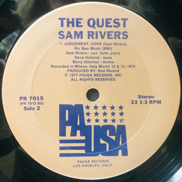 Sam Rivers ~ The Quest (Vinyl) - Djungel & Jazz