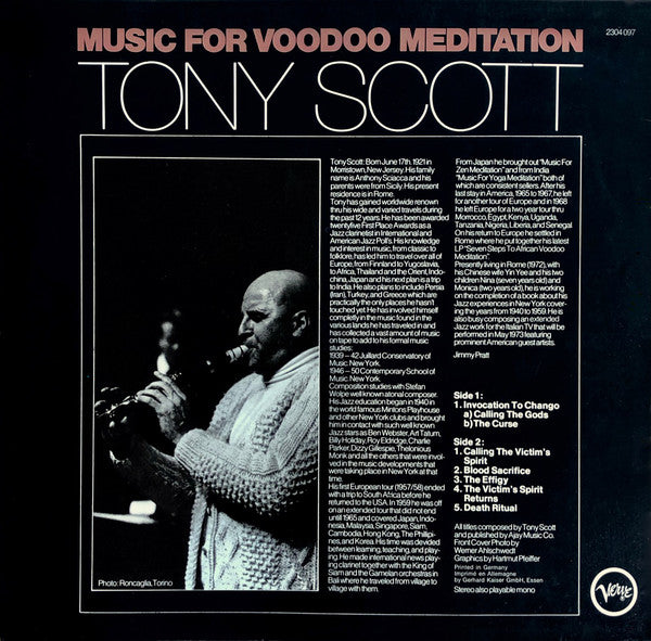 Tony Scott ~ Music For Voodoo Meditation (Vinyl) - Djungel & Jazz
