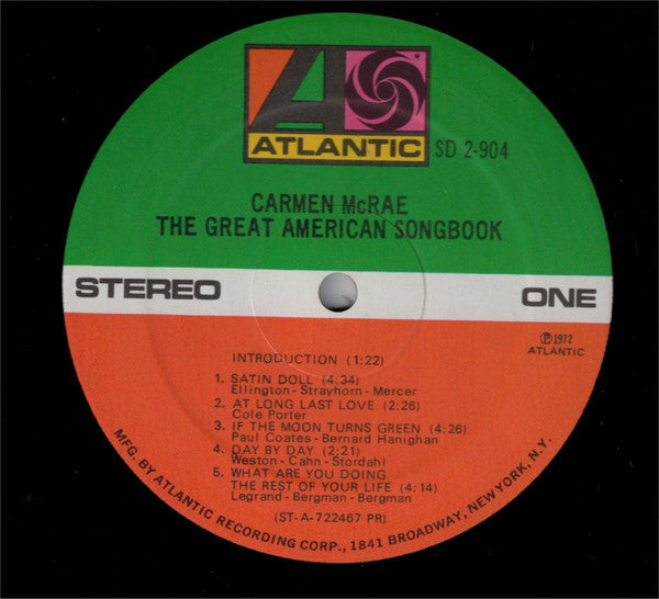 Carmen McRae ~ The Great American Songbook (Vinyl) - Djungel & Jazz