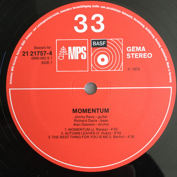 Jimmy Raney / Richard Davis / Alan Dawson ~ Momentum (Vinyl) - Djungel & Jazz