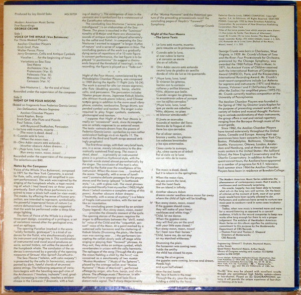 George Crumb ~ Voice Of The Whale / Night Of The Four Moons (Vinyl) - Djungel & Jazz