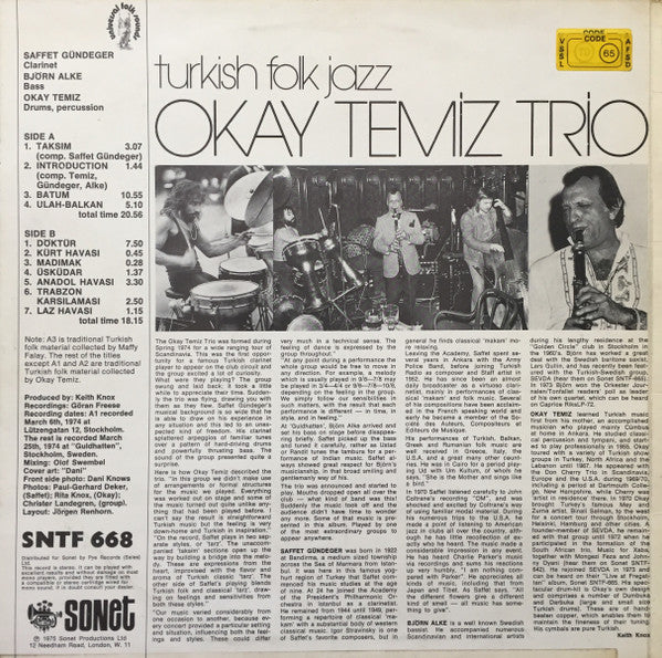 Okay Temiz Trio ~ Turkish Folk Jazz (Vinyl) - Djungel & Jazz
